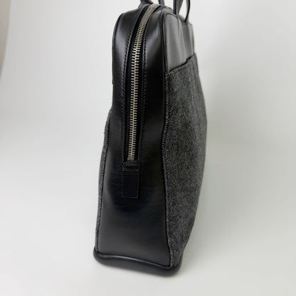 Prada Shoulder Bag Tweed Leather Gray Black Vintage — view 6