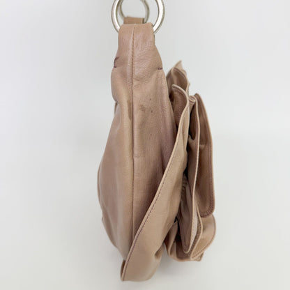 Saint Laurent Nadja Flower Leather Rosette Hobo Shoulder Bag Beige Silver — view 6