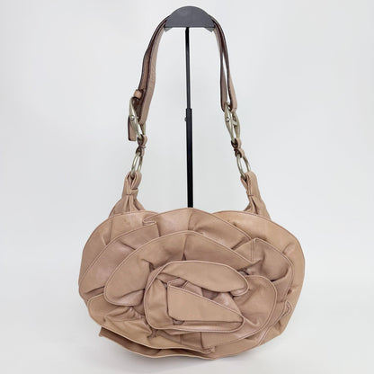 Saint Laurent Nadja Flower Leather Rosette Hobo Shoulder Bag Beige Silver — view 2
