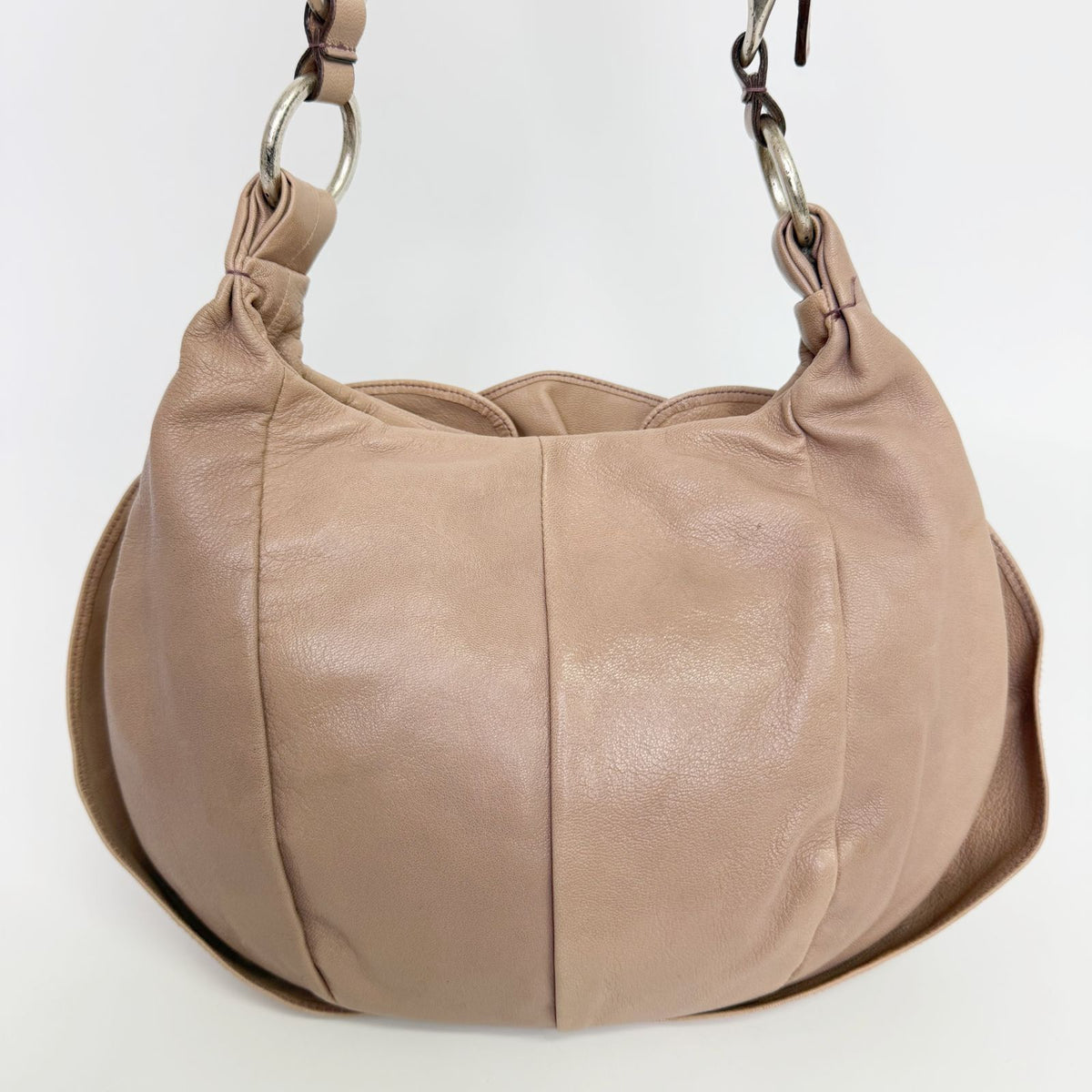 Saint Laurent Nadja Flower Leather Rosette Hobo Shoulder Bag Beige Silver — view 4