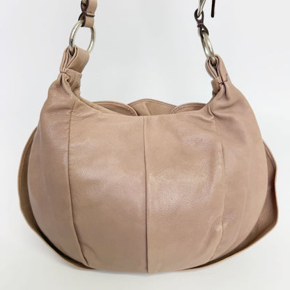 Saint Laurent Nadja Flower Leather Rosette Hobo Shoulder Bag Beige Silver — view 4