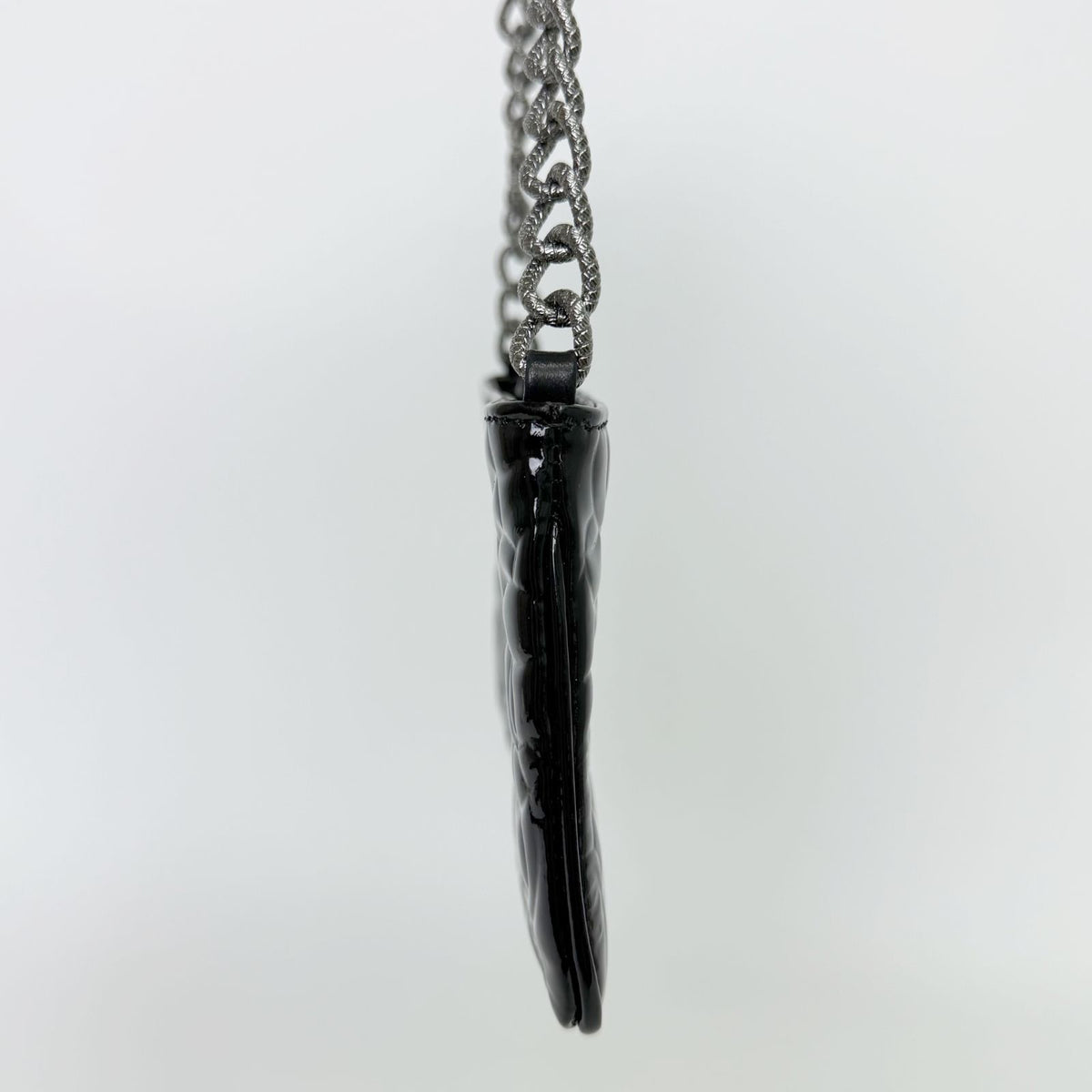 Chanel Camellia Patent Chain Pochette Shoulder Bag Clutch Black Silver Seal — view 5