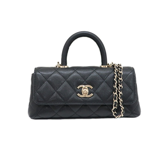 Chanel Quilted Coco Handle Rectangle Top Chain Clutch 2-Way Shoulder Bag