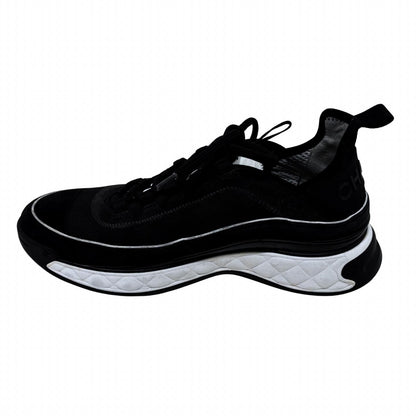Chanel CC Logo Low-Top Sneakers Black White Suede Mesh — view 5