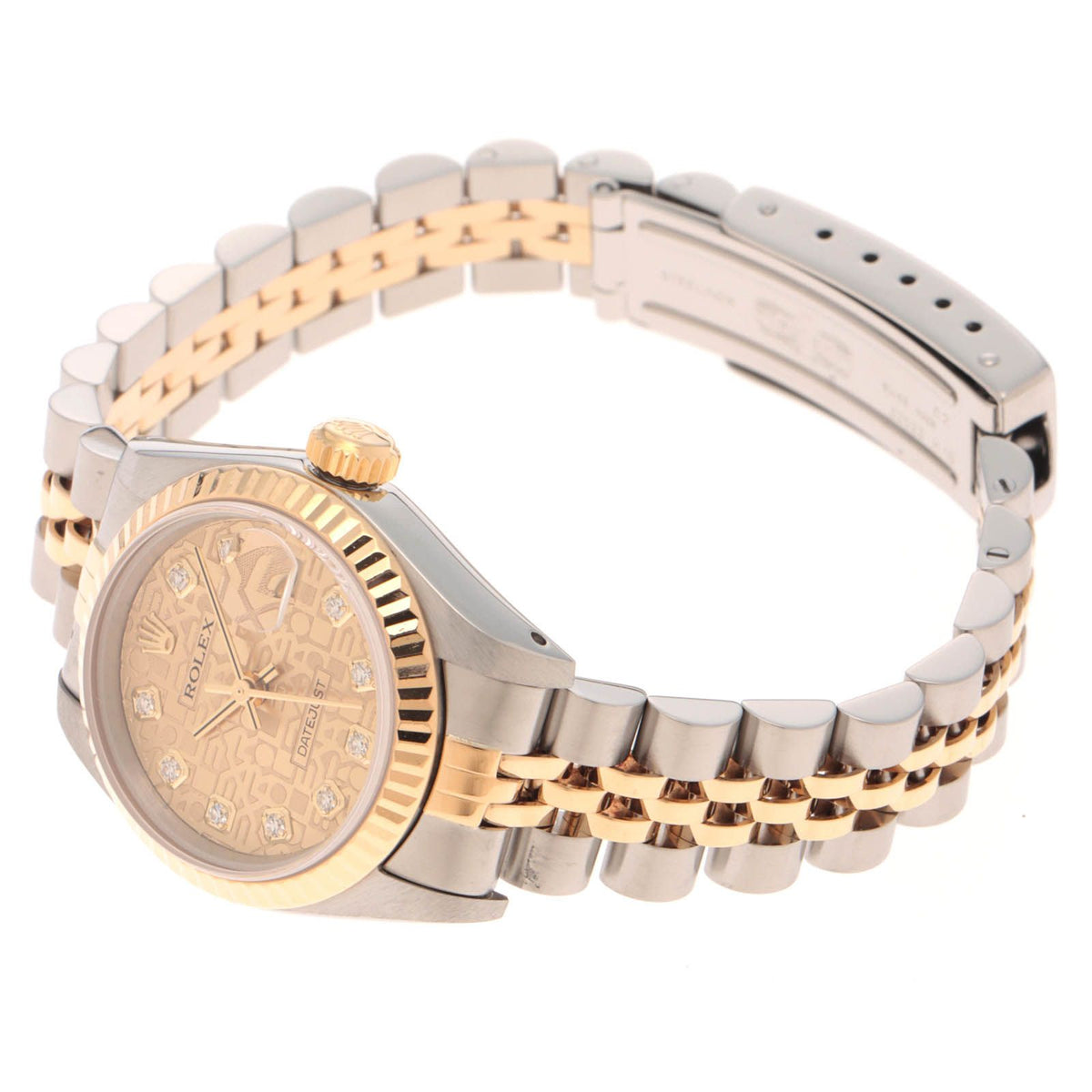 Rolex Datejust Champagne Carving Computer Diamond 18k Yellow Gold Stainless — view 3
