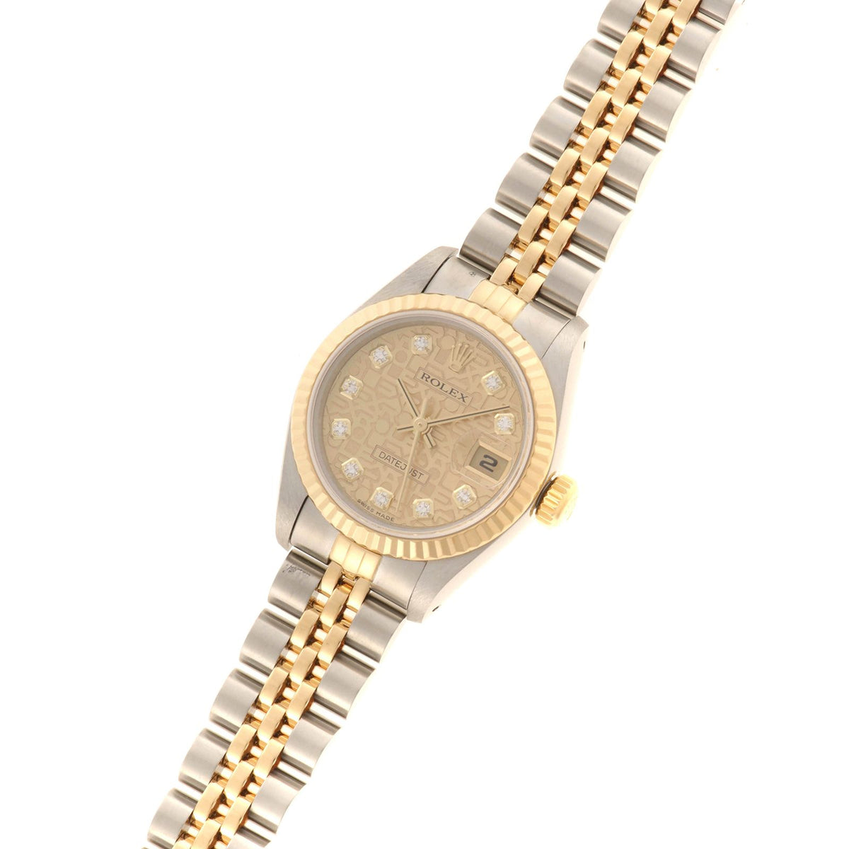 Rolex Datejust Champagne Carving Computer Diamond 18k Yellow Gold Stainless — view 2