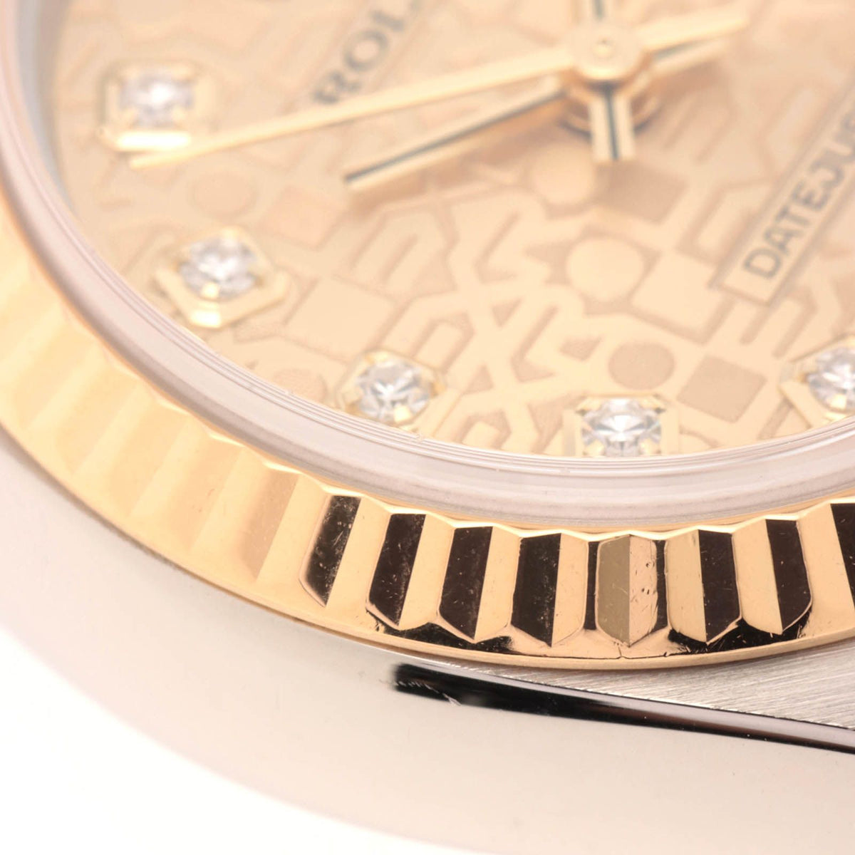 Rolex Datejust Champagne Carving Computer Diamond 18k Yellow Gold Stainless — view 8