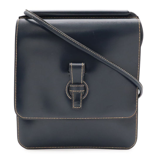 Hermes Shoulder Bag Pochette Crossbody Box Calf Leather Navy