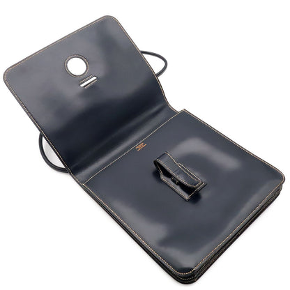Hermes Shoulder Bag Pochette Crossbody Box Calf Leather Navy — view 6
