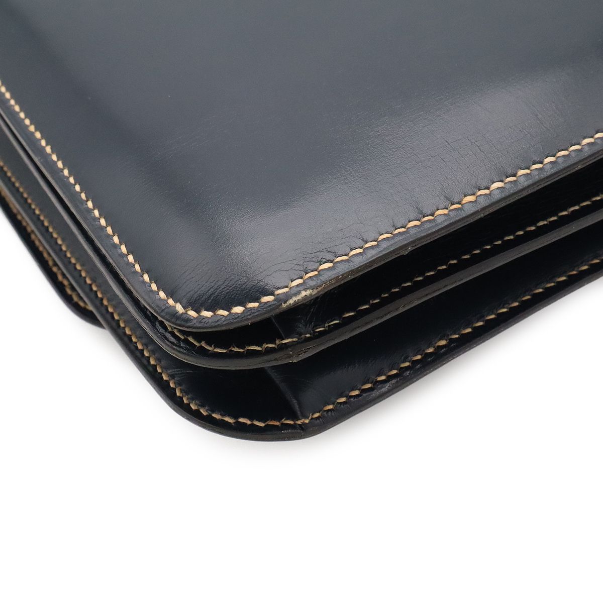 Hermes Shoulder Bag Pochette Crossbody Box Calf Leather Navy — view 3