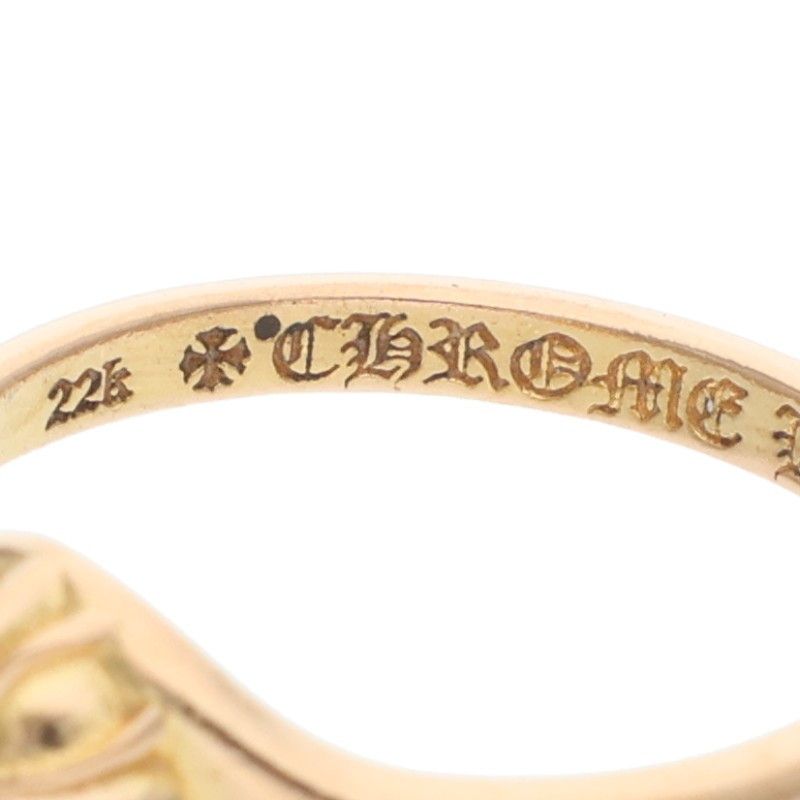 Chrome Hearts 22k Bubblgm Mini Half Bubblegum Cross Ball Gold Ring — view 3