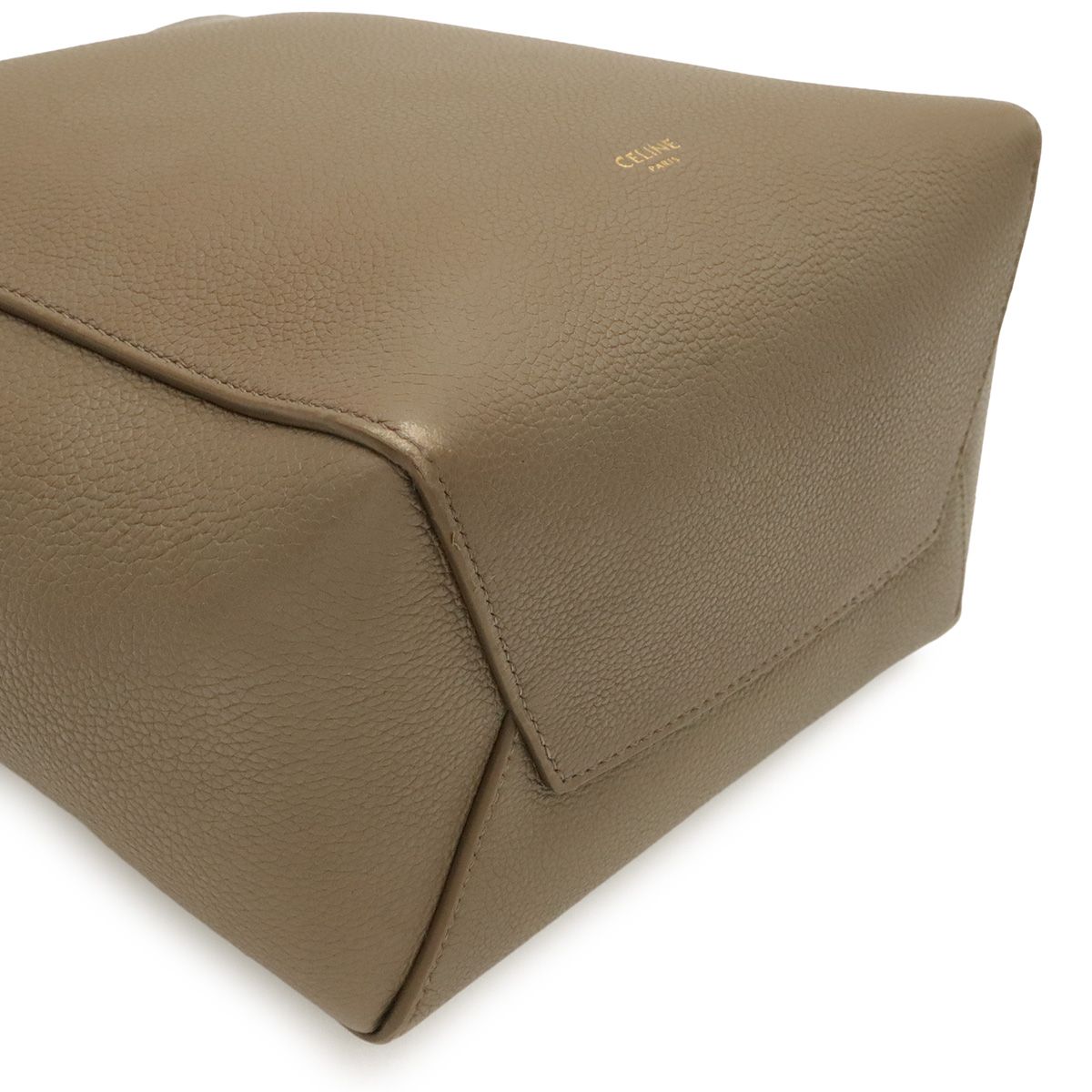Celine Sangles Bucket Small Shoulder Bag Leather Greige Gold — view 3