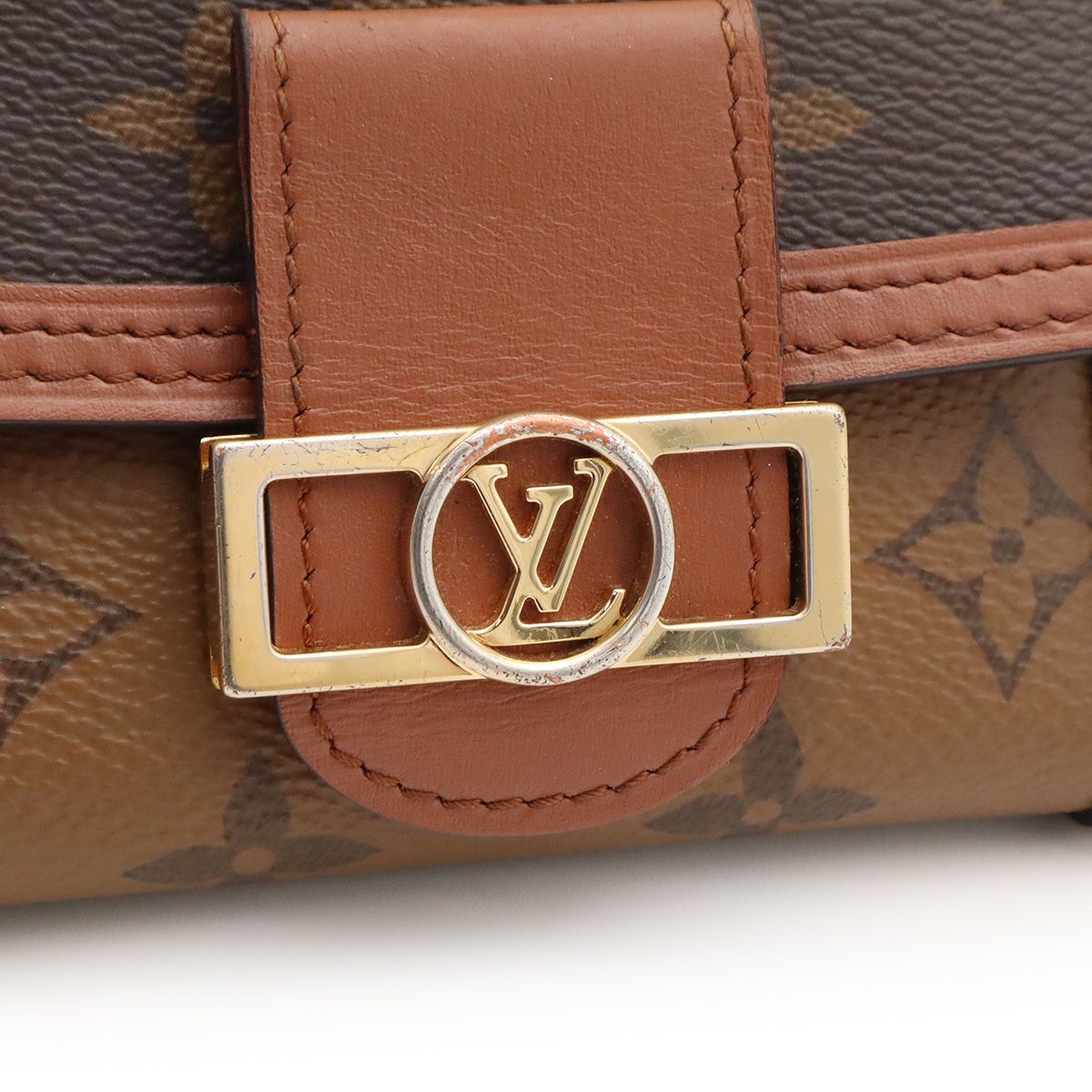Louis Vuitton Monogram Reverse Portefeuille Dofine Compact 3 Raction Wallet — view 4
