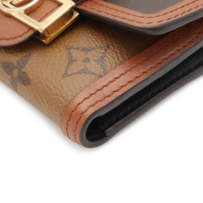 Louis Vuitton Monogram Reverse Portefeuille Dofine Compact 3 Raction Wallet — view 3