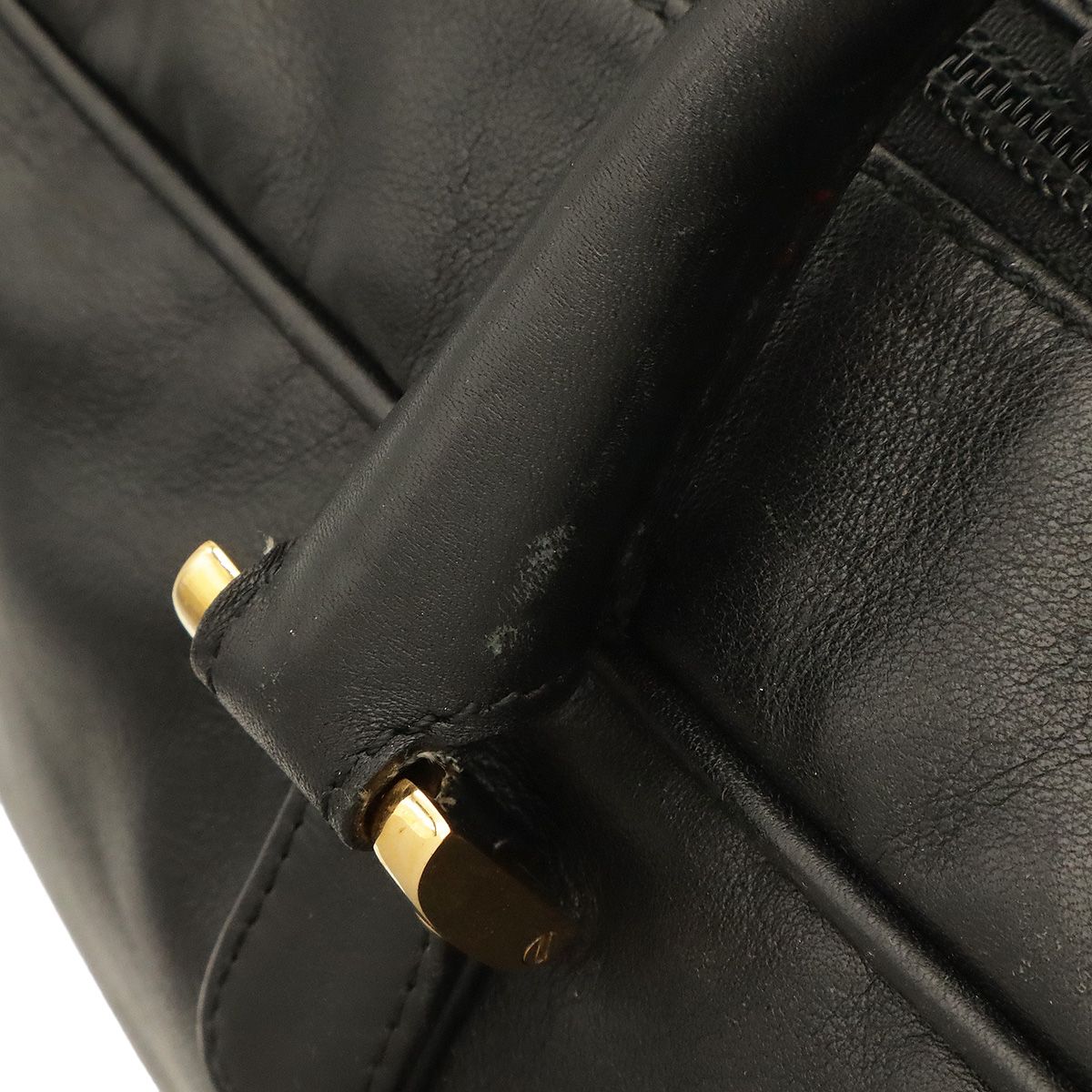 Loewe Anagram Boston Bag Purse Leather Black Gold — view 5