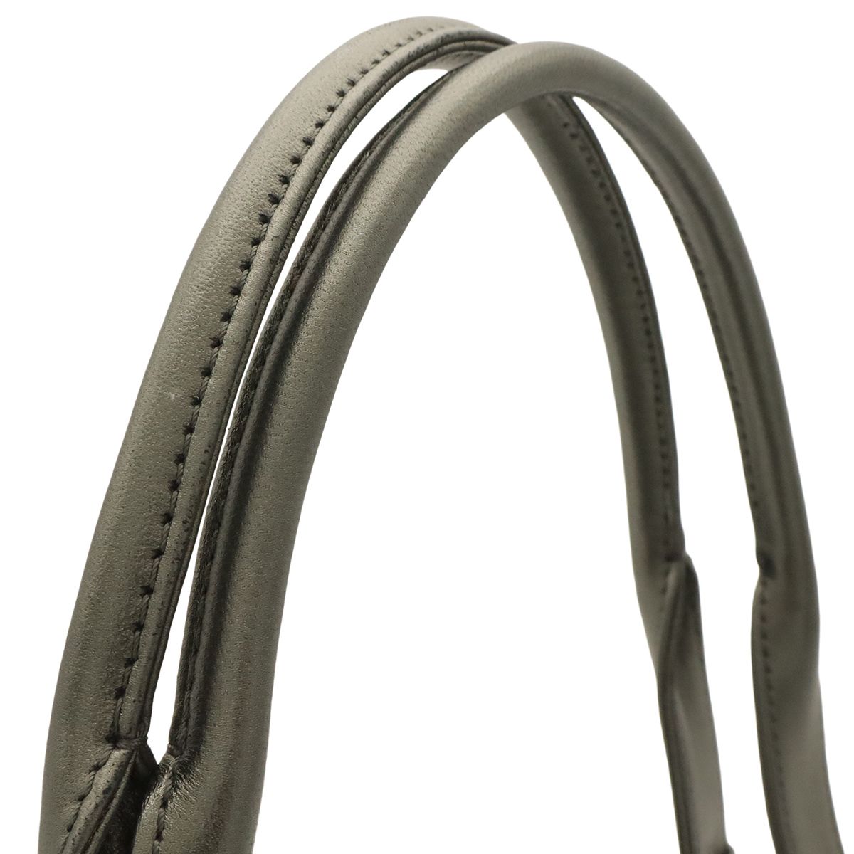 Loewe Anagram Shoulder Bag Tote Metallic Leather Khaki Silver — view 5