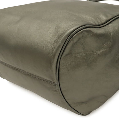 Loewe Anagram Shoulder Bag Tote Metallic Leather Khaki Silver — view 3