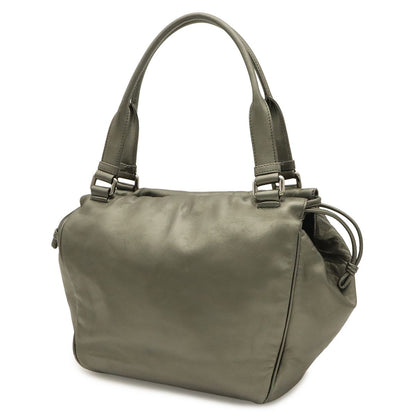 Loewe Anagram Shoulder Bag Tote Metallic Leather Khaki Silver — view 2