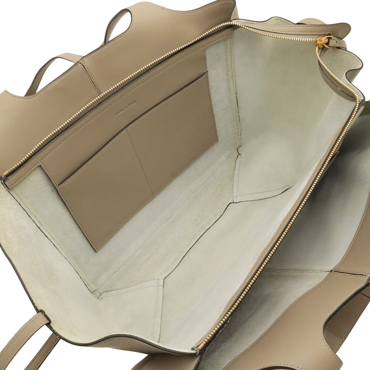 Celine Trifold Medium Tote Shoulder Bag Leather Greige Gold — view 6