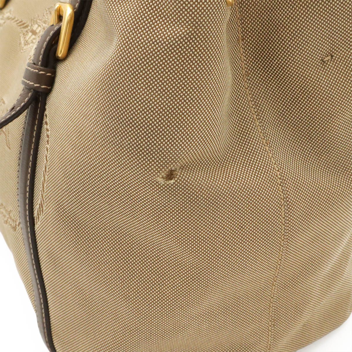 Prada Logo Jacquard Ribbon Tote 2-Way Shoulder Bag Canvas Khaki Beige Mocha — view 4