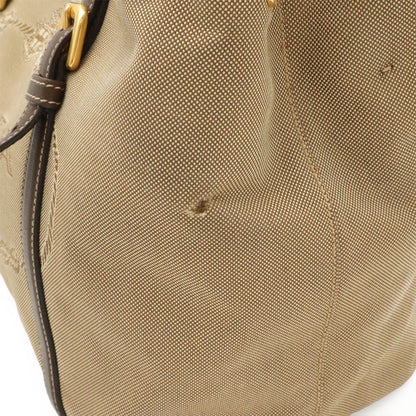 Prada Logo Jacquard Ribbon Tote 2-Way Shoulder Bag Canvas Khaki Beige Mocha — view 4