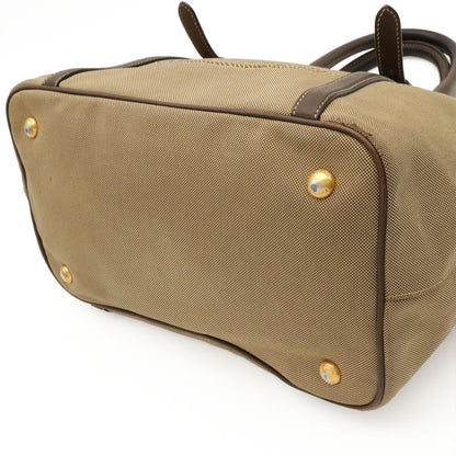 Prada Logo Jacquard Ribbon Tote 2-Way Shoulder Bag Canvas Khaki Beige Mocha — view 3