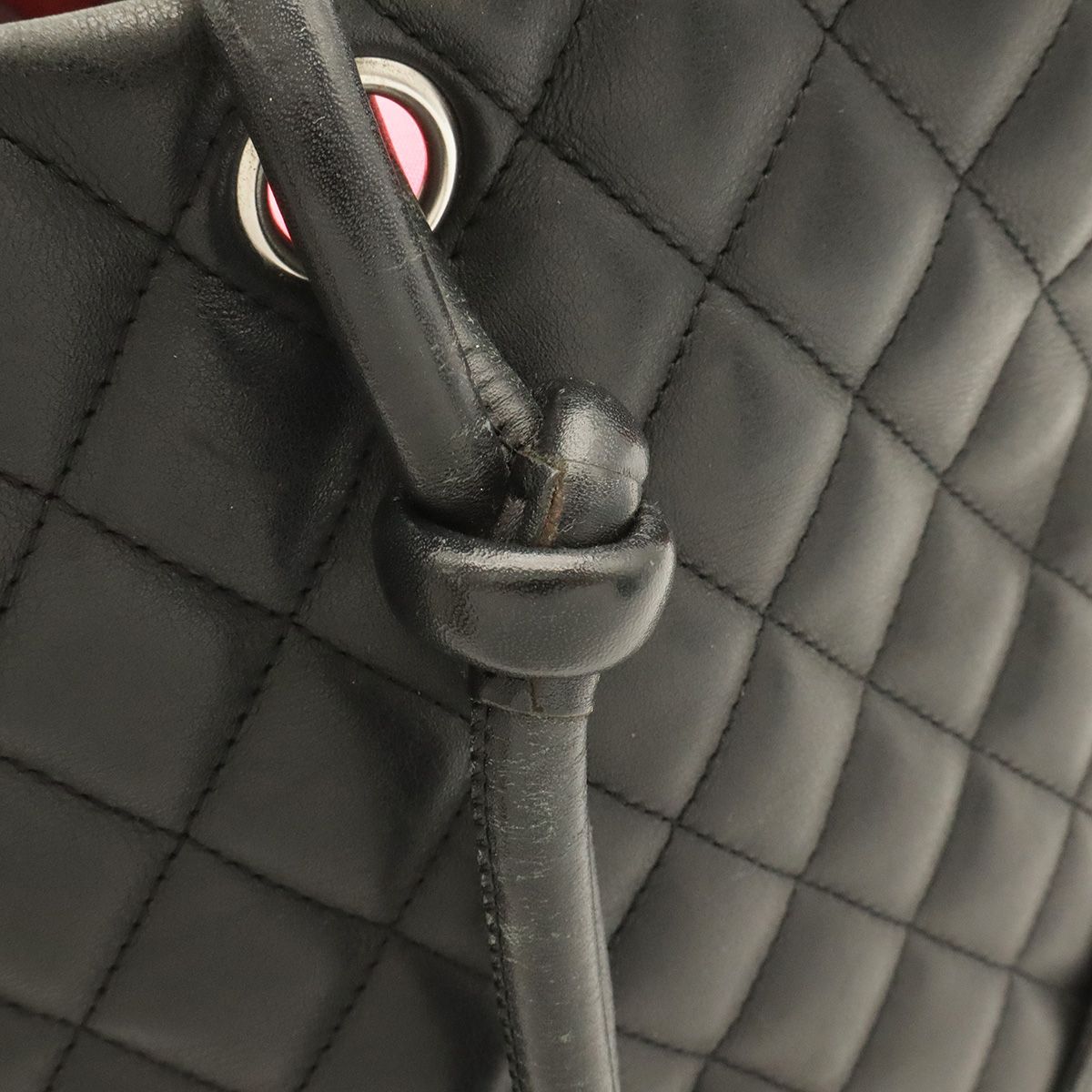 Chanel Cambon Line CC Logo Large Tote Shoulder Bag Soft Calfskin Black Pink — view 5