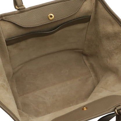 Celine Small Fold Cabas Tote 2-Way Shoulder Bag Leather Greige Gold — view 6