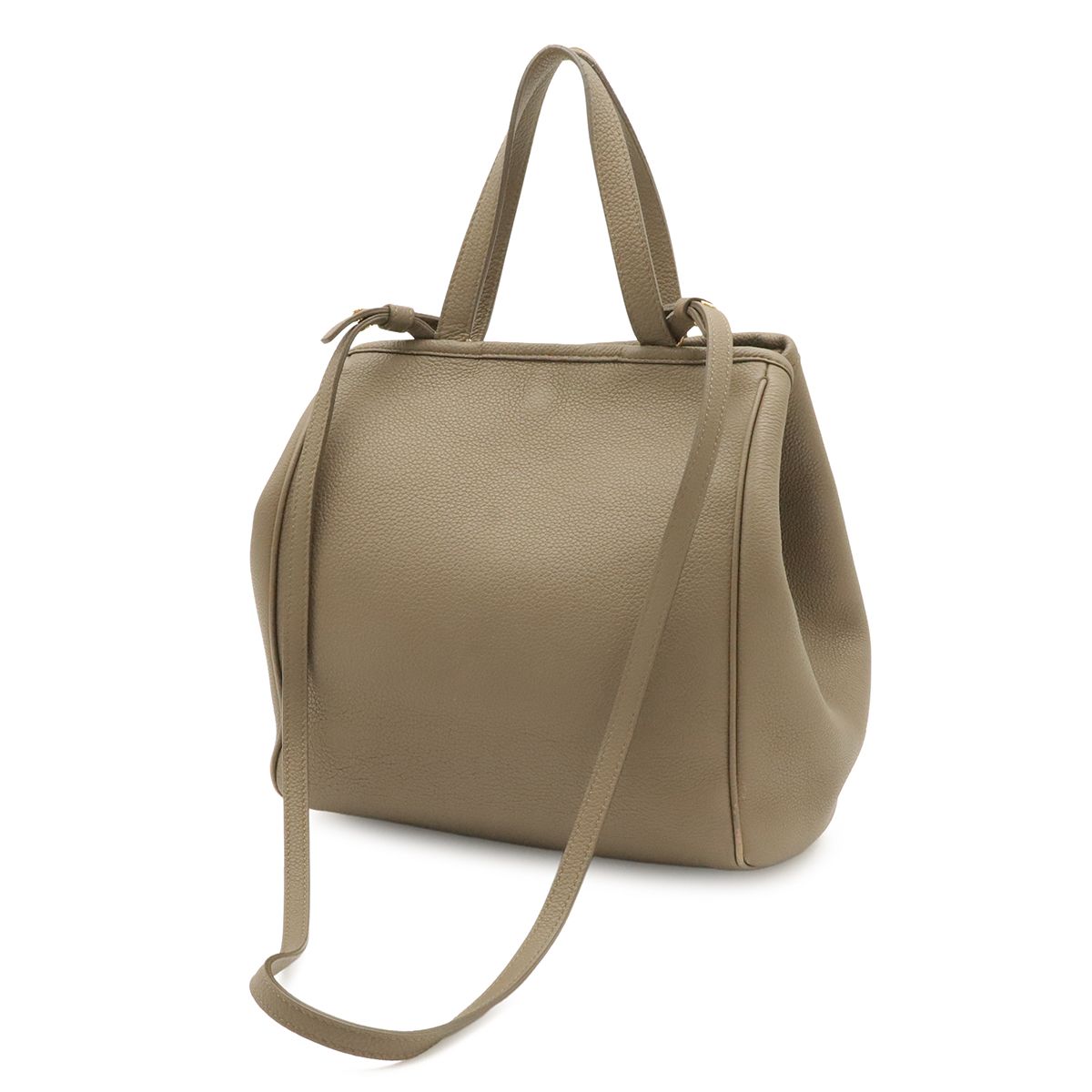 Celine Small Fold Cabas Tote 2-Way Shoulder Bag Leather Greige Gold — view 2