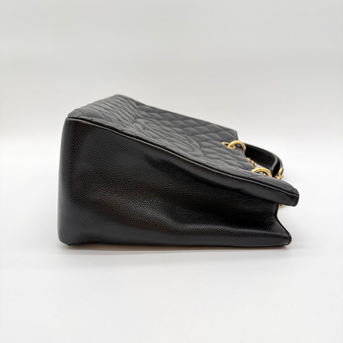 Chanel Caviar Leather Chain Tote Bag Big CC Logo Black — view 6