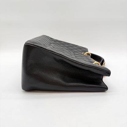 Chanel Caviar Leather Chain Tote Bag Big CC Logo Black — view 6