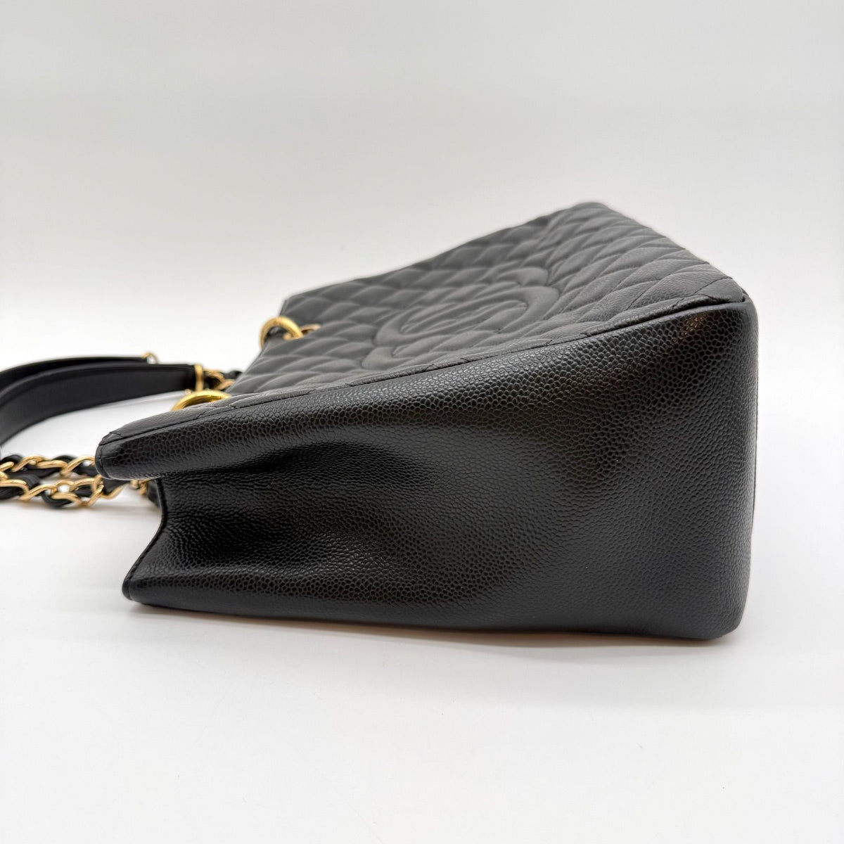 Chanel Caviar Leather Chain Tote Bag Big CC Logo Black — view 5