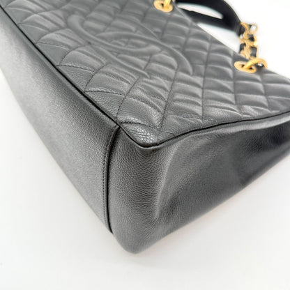 Chanel Caviar Leather Chain Tote Bag Big CC Logo Black — view 8