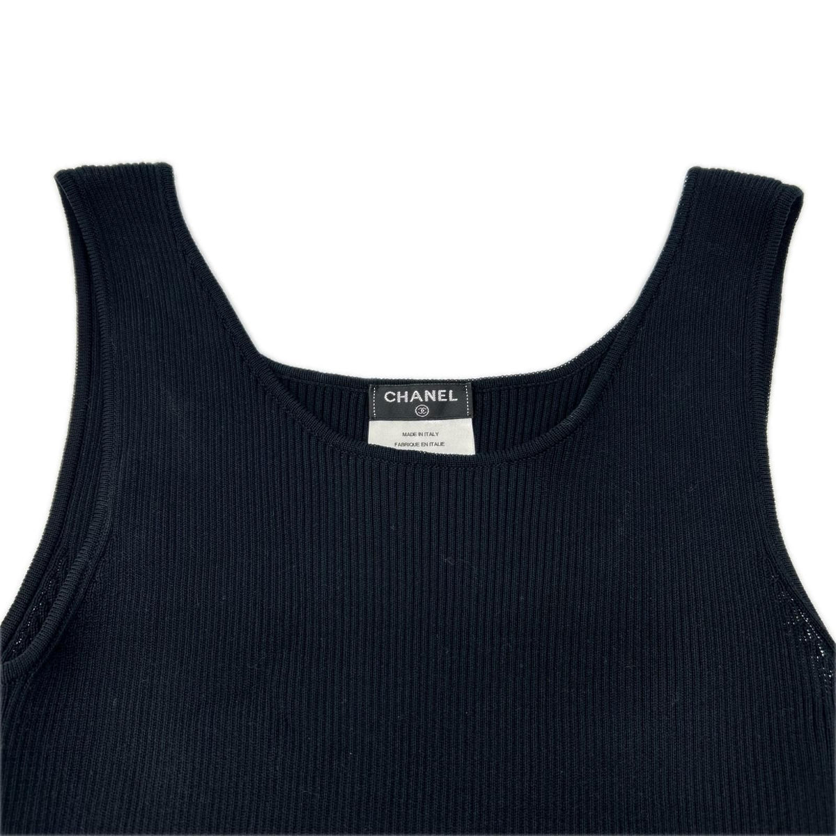 Chanel Black Sleeveless Rib Knit Dress 34 — view 3