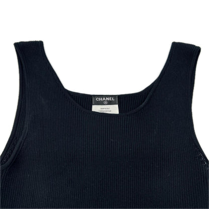 Chanel Black Sleeveless Rib Knit Dress 34 — view 3