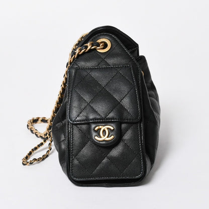 Chanel 25 Medium Chain Bag CC Logo Caviar Leather Black — view 5