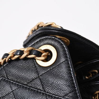 Chanel 25 Medium Chain Bag CC Logo Caviar Leather Black — view 6