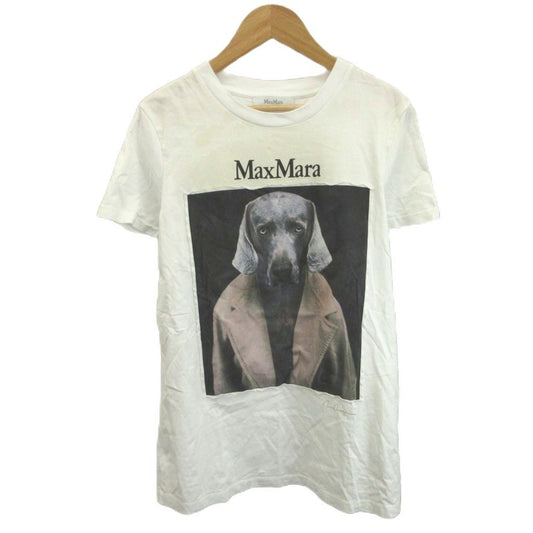Max Mara 24 AW T-Shirt White Dog Print Short Sleeve Round Neck 6 50 M