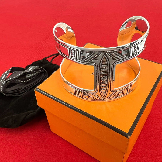 Hermes Vintage Touareg Bangle 925 Sterling Silver Bracelet