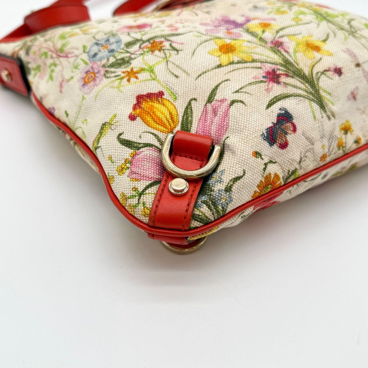 Gucci Shoulder Bag Flora Floral Canvas Red Multicolor — view 7