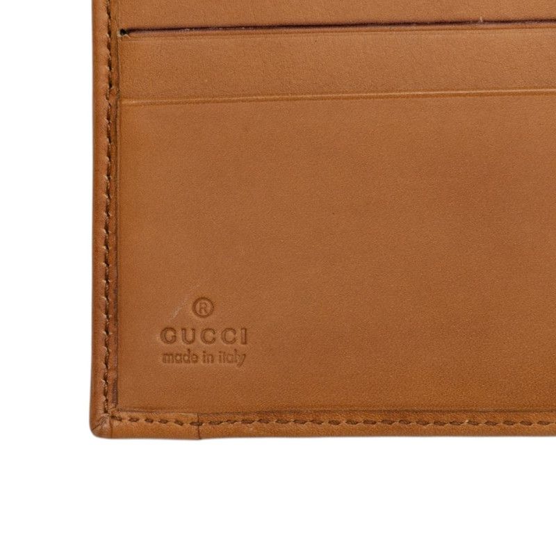 Gucci GG Canvas Snap Bifold Wallet Beige Brown Leather — view 6