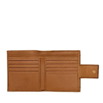 Gucci GG Canvas Snap Bifold Wallet Beige Brown Leather — view 4