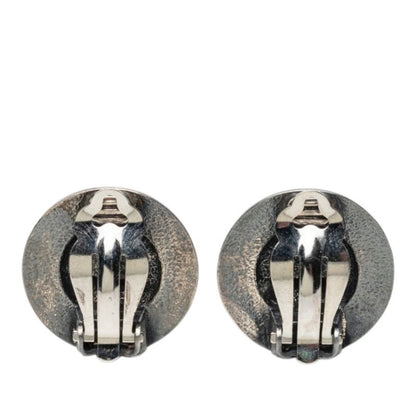 Chanel 96P CC Logo Round Earrings Silver Black Metal — view 2