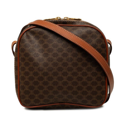 Celine Macadam Crossbody Shoulder Bag Brown Leather