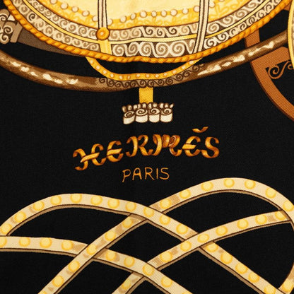 Hermes Carre 90 Paperoles Carriage and Nobility Scarf Black Multicolor Silk — view 4