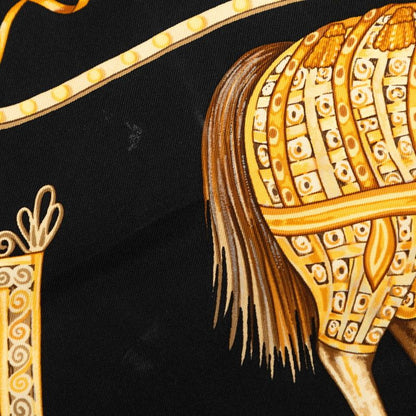 Hermes Carre 90 Paperoles Carriage and Nobility Scarf Black Multicolor Silk — view 6