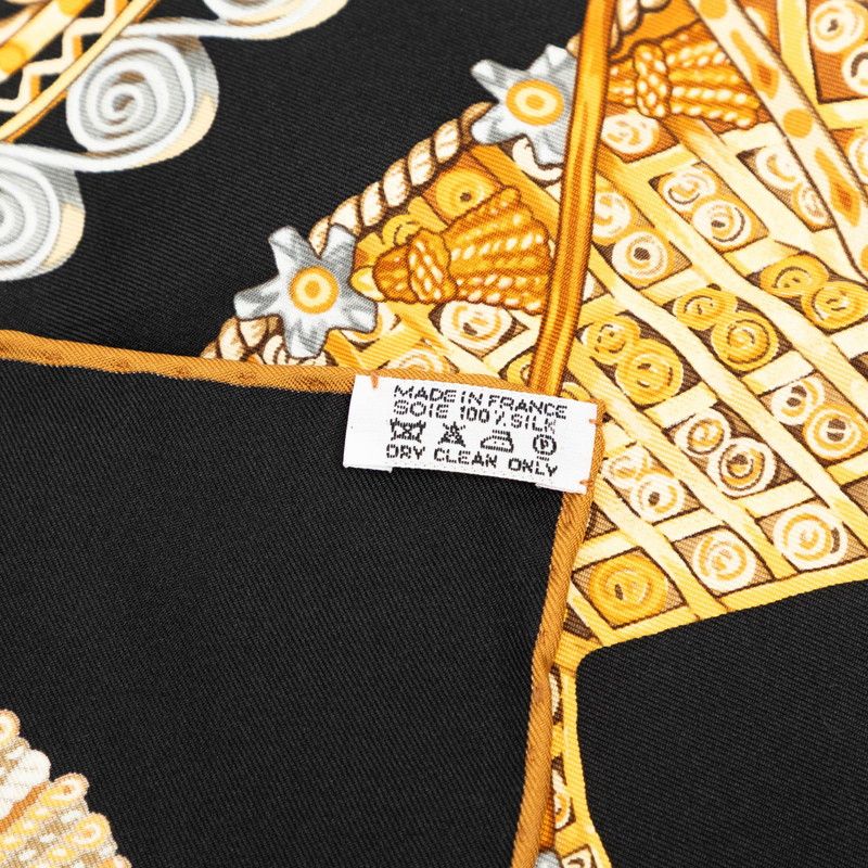 Hermes Carre 90 Paperoles Carriage and Nobility Scarf Black Multicolor Silk — view 7