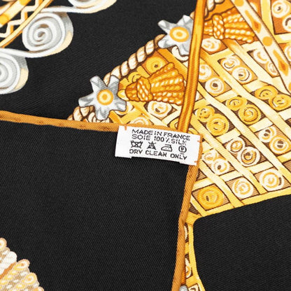 Hermes Carre 90 Paperoles Carriage and Nobility Scarf Black Multicolor Silk — view 7