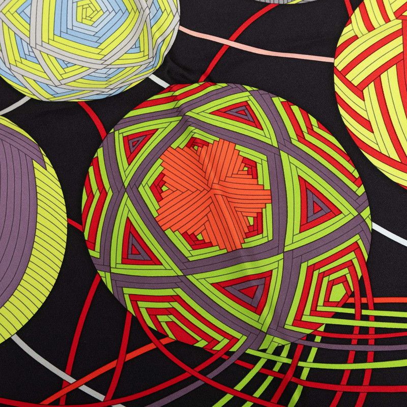 Hermes Carre 90 Lart du Temari Universe Scarf Black Multicolor Silk — view 4