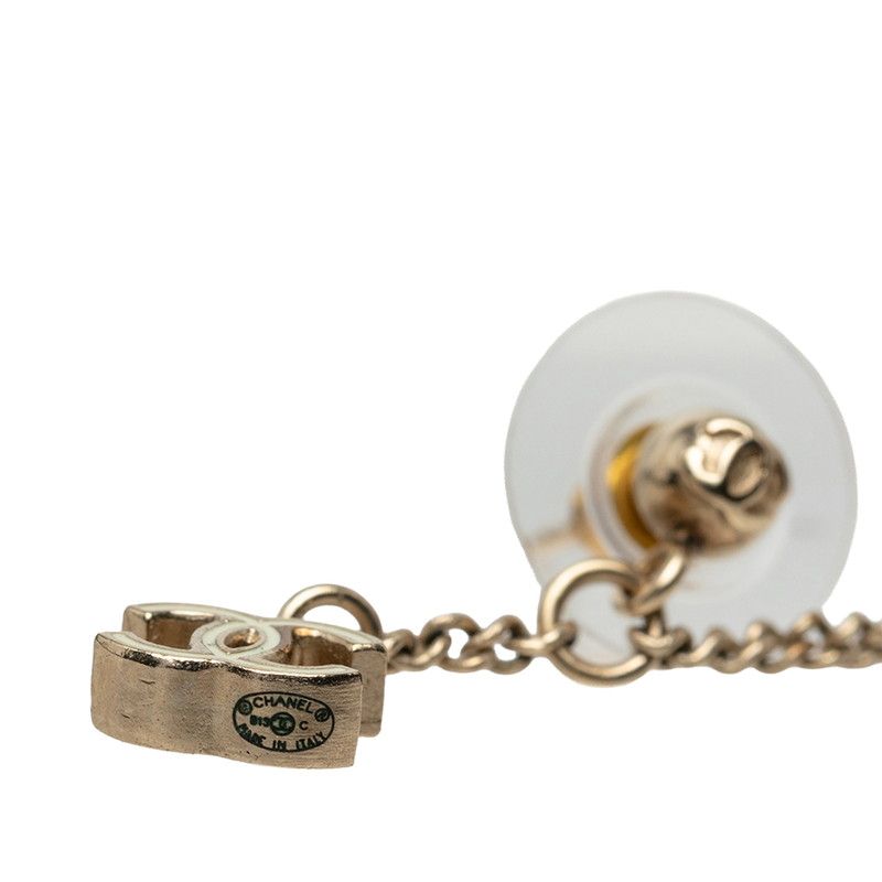 Chanel CC Logo Camellia Earrings Gold Plated — view 3